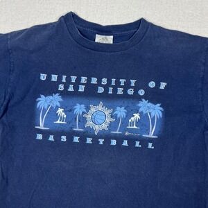 Adidas University Of San Diego Basketball Shirt Mens Small Blue Graphic Tee